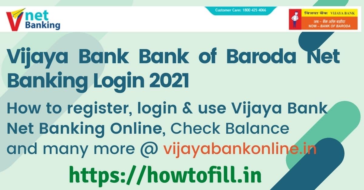 Vijaya Bank NET Banking login 2021